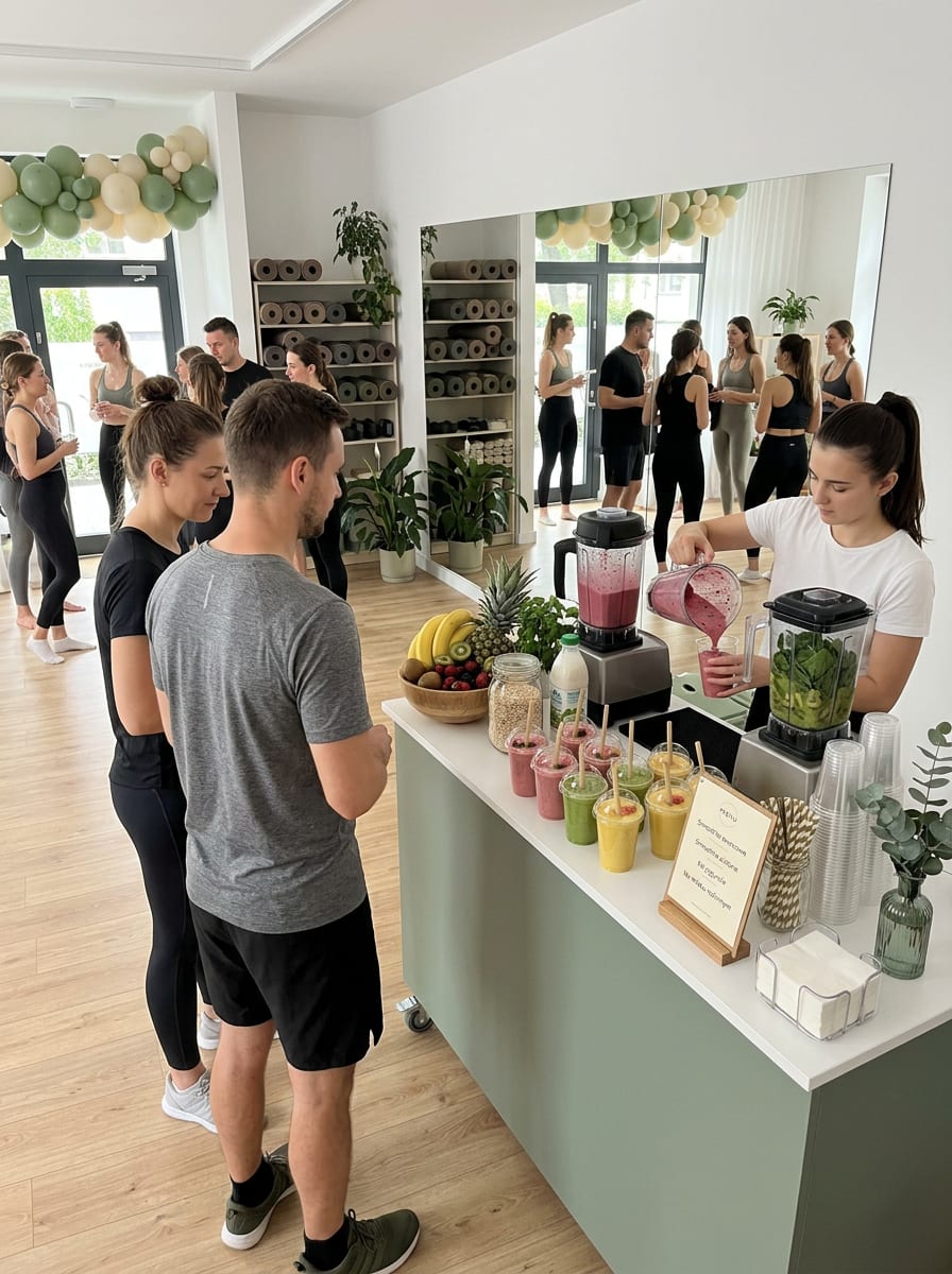 Bar ze smoothie na otwarciu studia jogi
